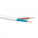 Elektros kabelis 2x1.5mm² YDYp monolitinis, plokščias, baltas (white)